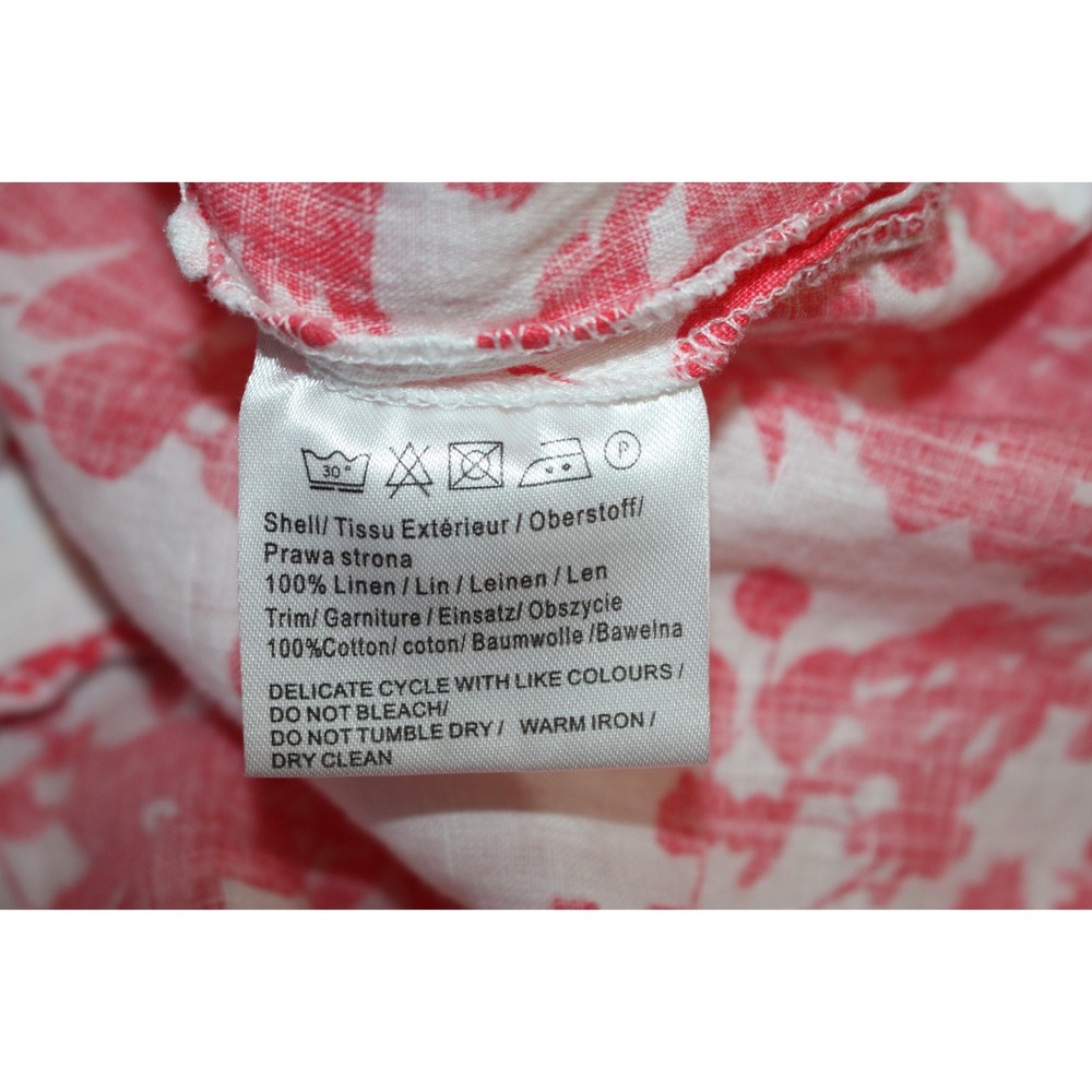 Malvin I Love Linen Blouse Womens Size Small Pink White Mandarin Trim Detail Top - Picture 4 of 15